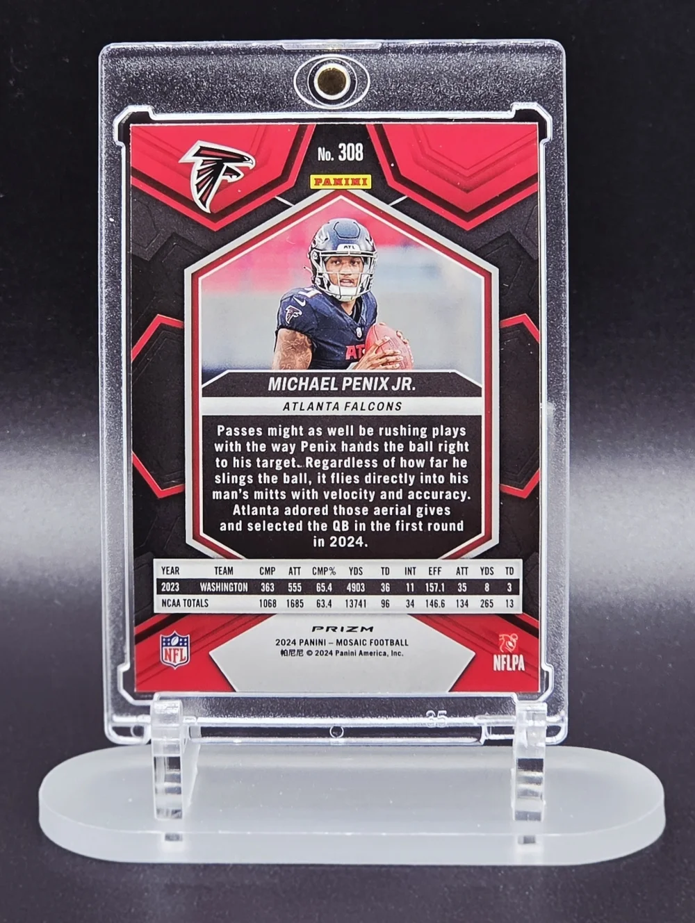Michael Penix Jr. 2024 Panini Mosaic Rookie (Silver)– Atlanta Falcons - Picture 2 of 2